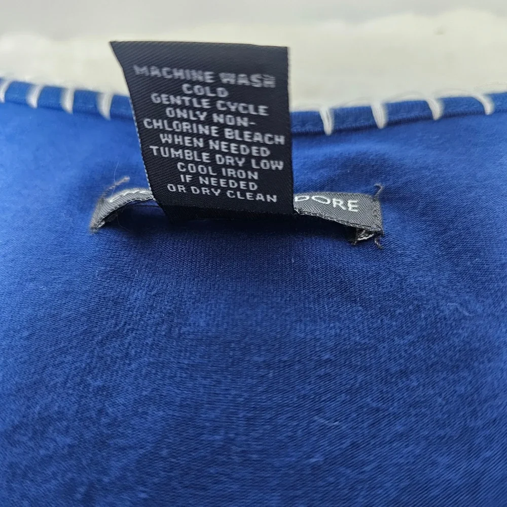 Chelsea Theodore Embroidered Blue Dress XL 3/4 Sleeve Empire Waist Boho Flowy - Picture 7 of 11